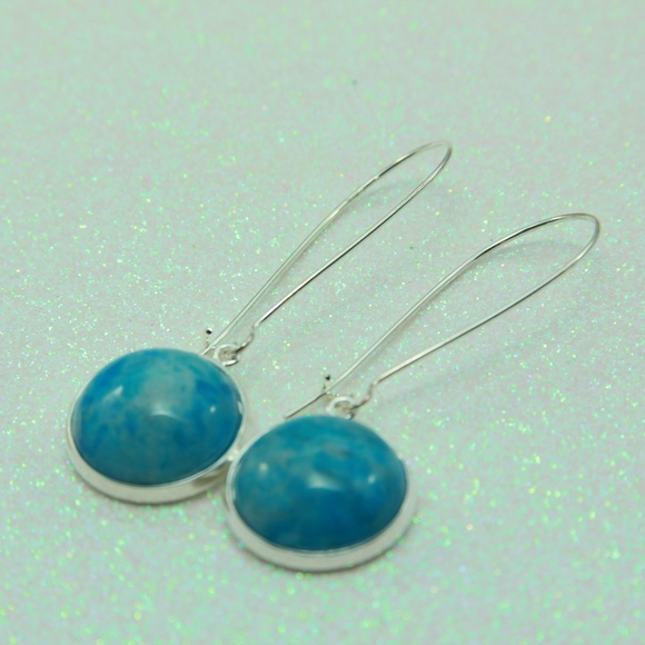 Blue Ocean Jasper Natural Stone Earrings - Picture 2 of 8